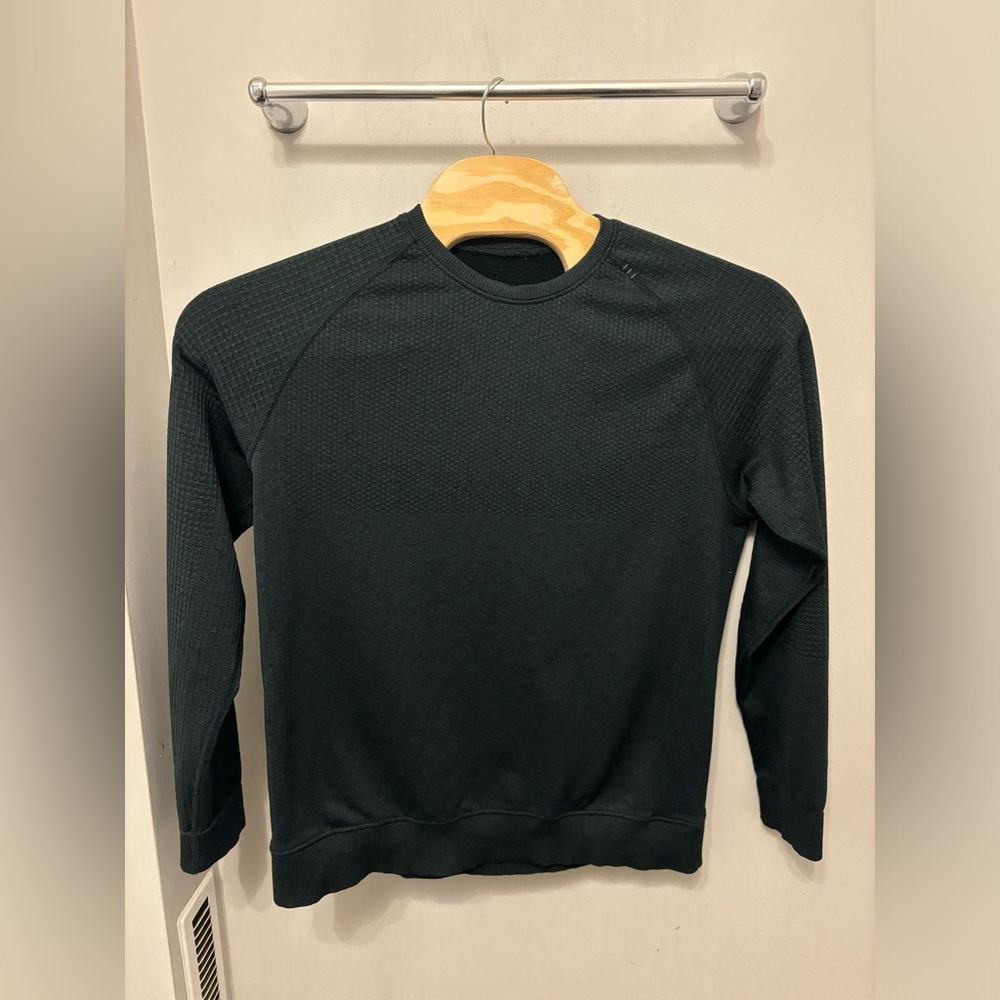 Lululemon Men's Engineered Warmth Long Sleeve Crew Green Merino Wool Blend Large